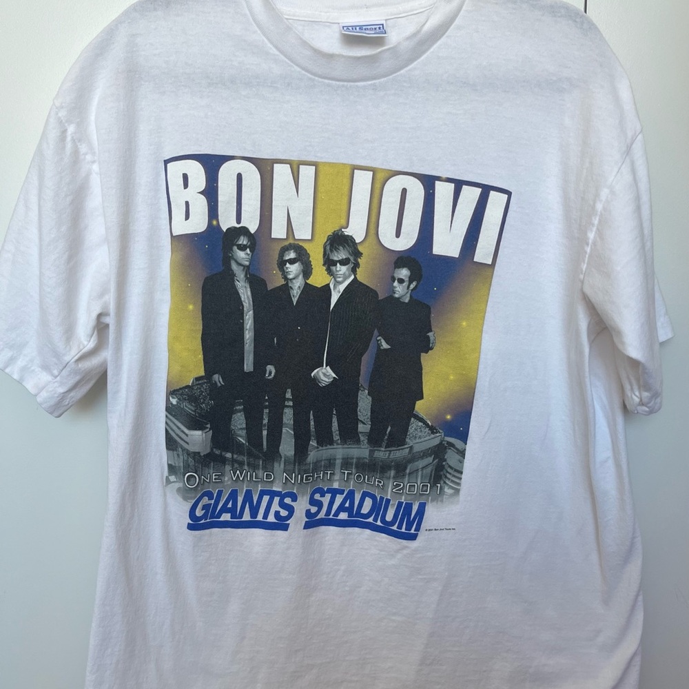 Bon Jovi One Wild Night Tour 2001 Giants Stadium Merch AllSport Single Stitch XL